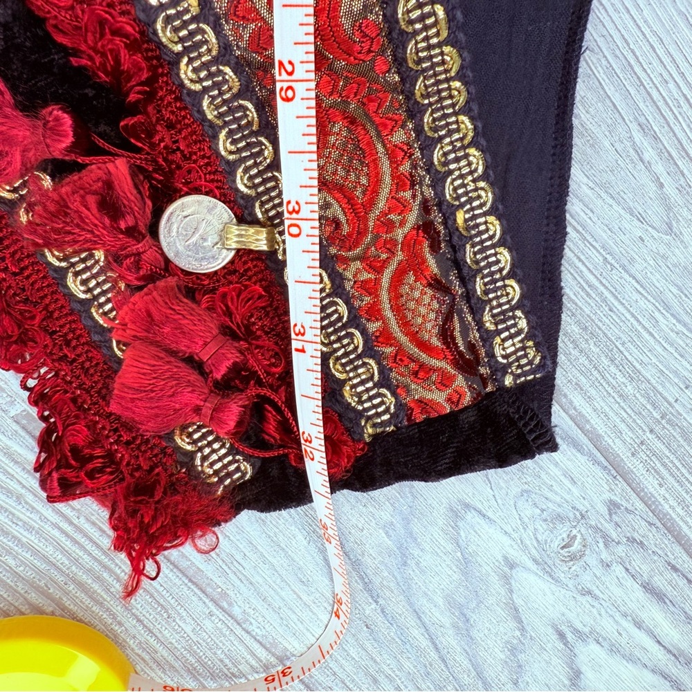 Vintage handmade beaded coin belly dancing hip belt side sash medium costume - Picture 8 of 11